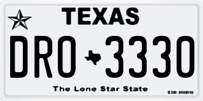 TX license plate DRO3330