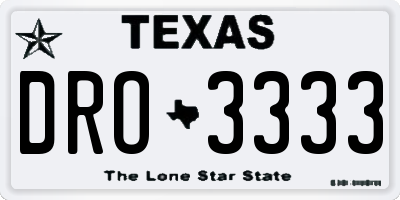 TX license plate DRO3333