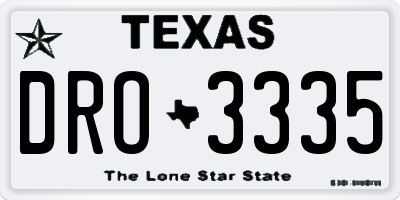 TX license plate DRO3335
