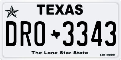 TX license plate DRO3343