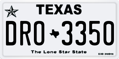 TX license plate DRO3350
