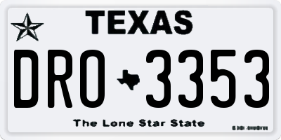 TX license plate DRO3353