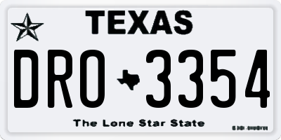 TX license plate DRO3354