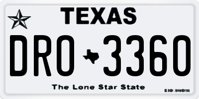 TX license plate DRO3360