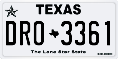 TX license plate DRO3361