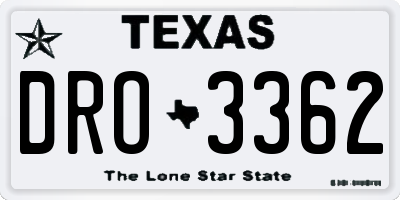 TX license plate DRO3362
