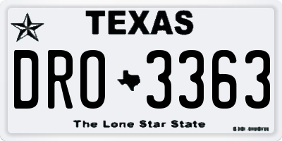 TX license plate DRO3363