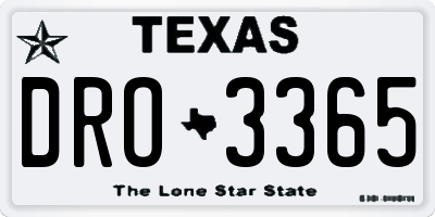 TX license plate DRO3365