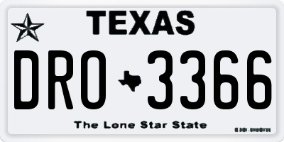 TX license plate DRO3366