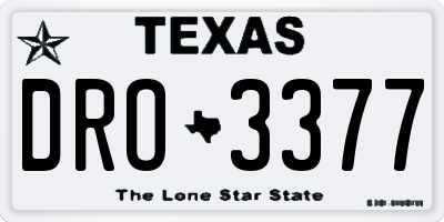 TX license plate DRO3377