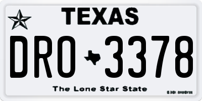 TX license plate DRO3378