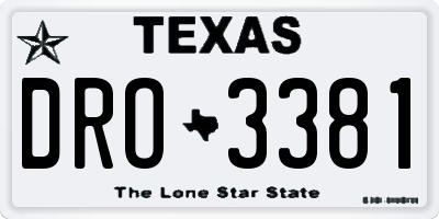 TX license plate DRO3381