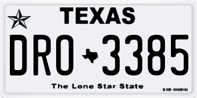TX license plate DRO3385