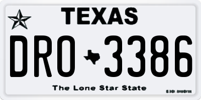 TX license plate DRO3386