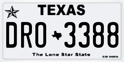 TX license plate DRO3388