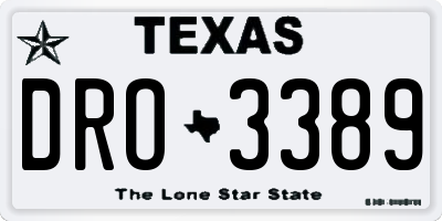 TX license plate DRO3389