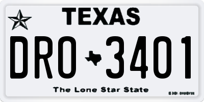 TX license plate DRO3401