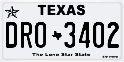 TX license plate DRO3402