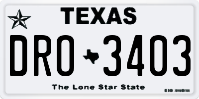 TX license plate DRO3403