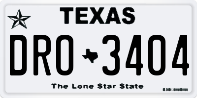 TX license plate DRO3404