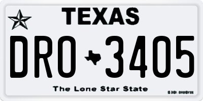 TX license plate DRO3405
