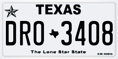 TX license plate DRO3408