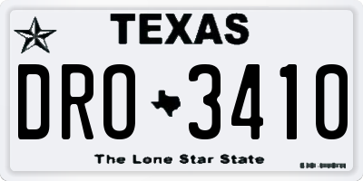 TX license plate DRO3410