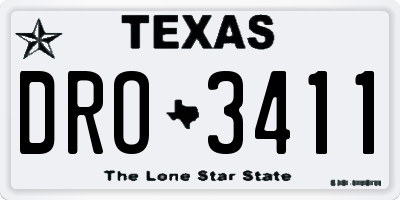 TX license plate DRO3411