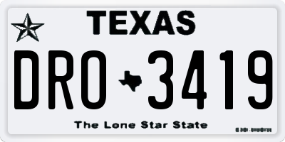 TX license plate DRO3419