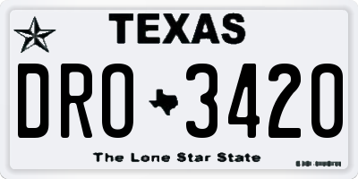 TX license plate DRO3420