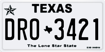 TX license plate DRO3421