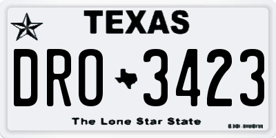 TX license plate DRO3423