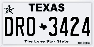 TX license plate DRO3424