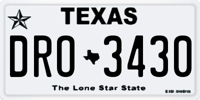 TX license plate DRO3430