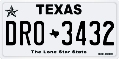 TX license plate DRO3432