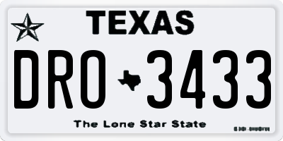 TX license plate DRO3433