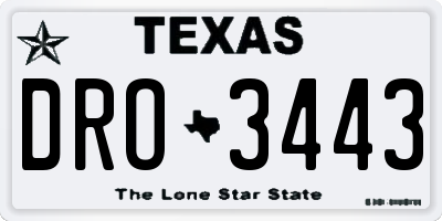 TX license plate DRO3443
