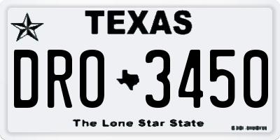 TX license plate DRO3450