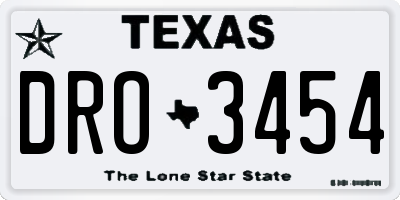 TX license plate DRO3454