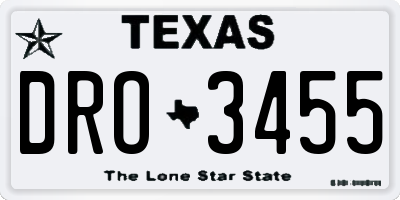 TX license plate DRO3455