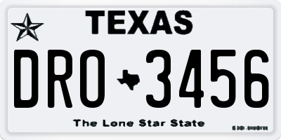 TX license plate DRO3456