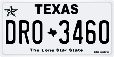 TX license plate DRO3460
