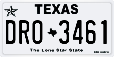 TX license plate DRO3461