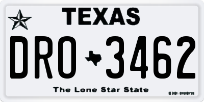 TX license plate DRO3462