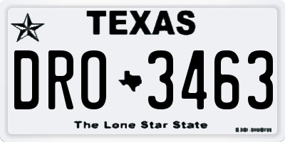 TX license plate DRO3463