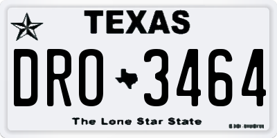 TX license plate DRO3464