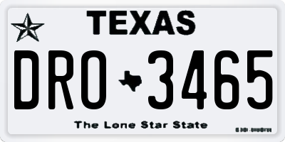 TX license plate DRO3465
