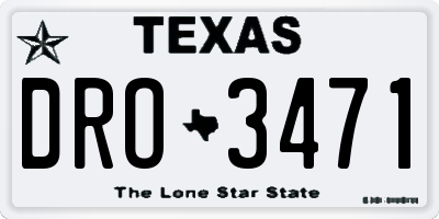 TX license plate DRO3471