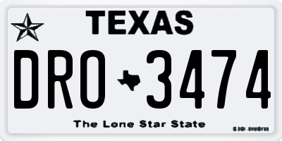 TX license plate DRO3474