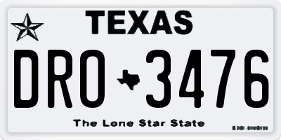 TX license plate DRO3476